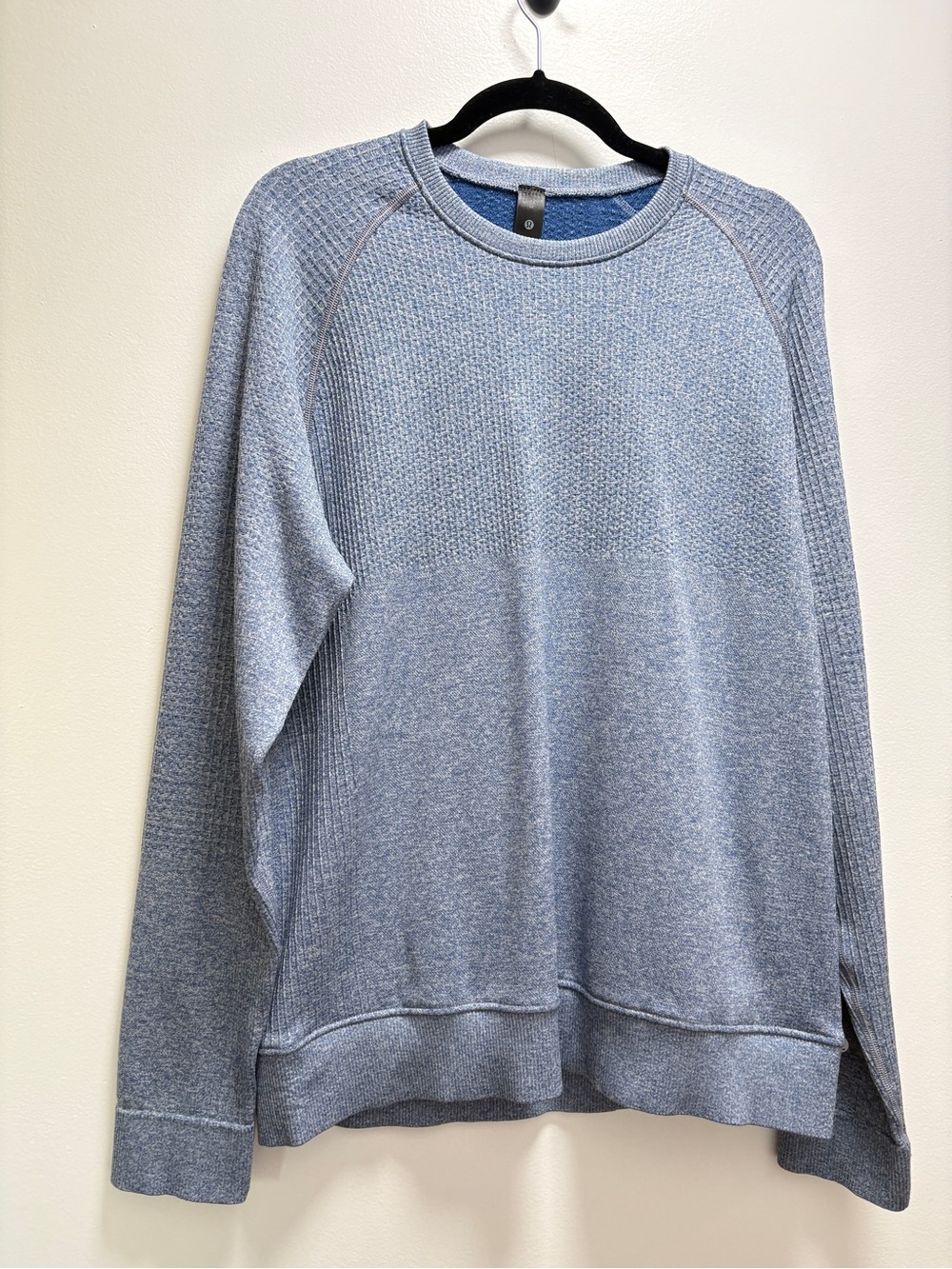 Lululemon Men's Crewneck Waffle-Knit Sweater - Light Blue - M